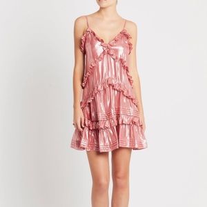 Rebecca Taylor Metallic Chiffon Ruffle Dress